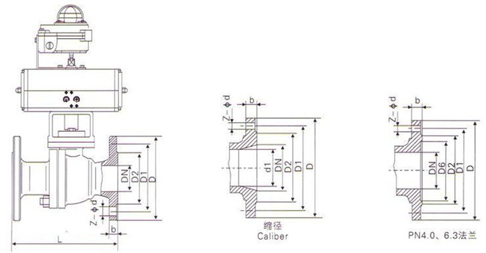 杰一品牌气动浮动式球阀结构图